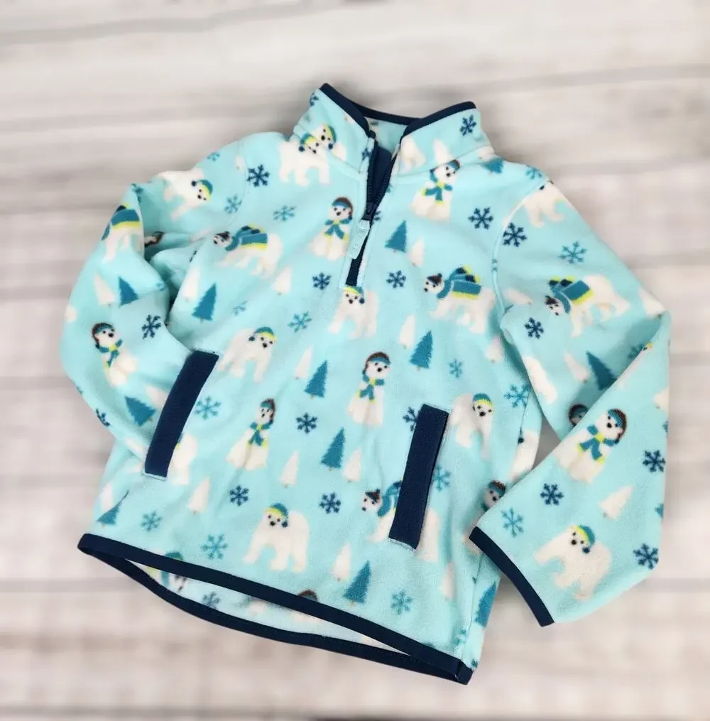 Gymboree Girl's Toddler Fleece Pullover Blue Winter Polar Bear Size 5T Spring